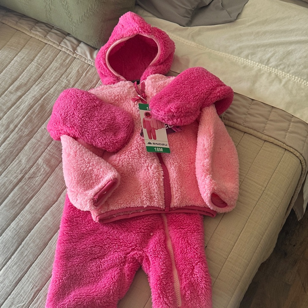 Snozu Pink Fleece Kids Jacket and Pants Set